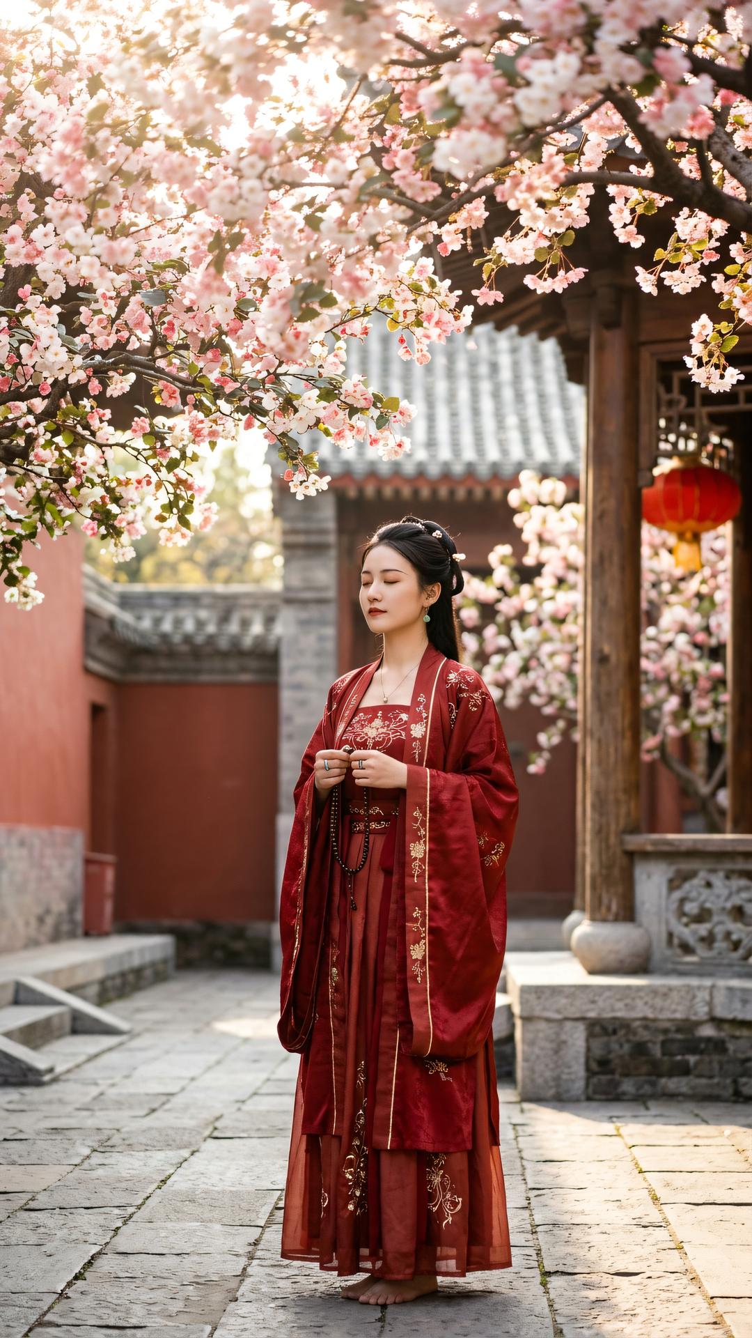 海棠半绽旧时红,根深方得岁岁同。莫道春光易散去,此心常在报初衷。