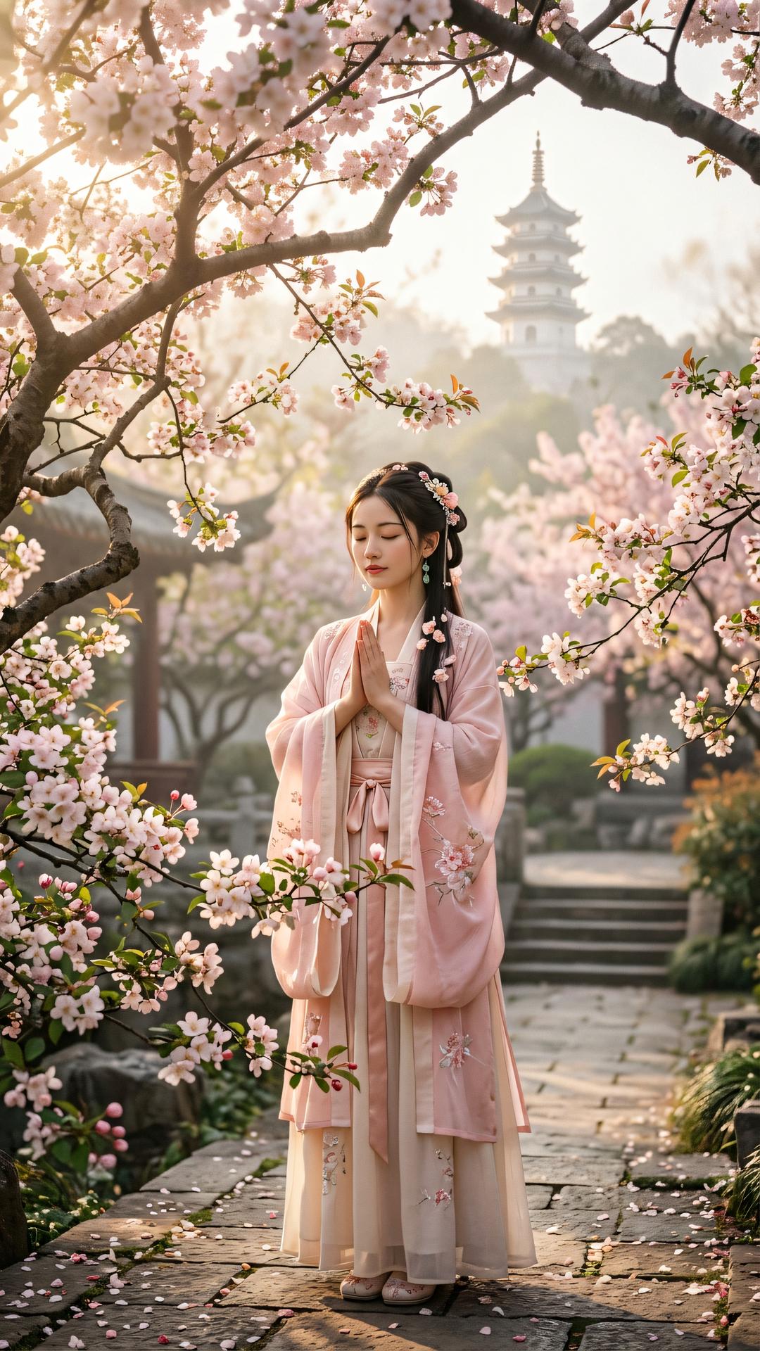 万象森罗心不动，海棠开落任春风。尘沙劫火须臾过，觉海澄圆本自空。
