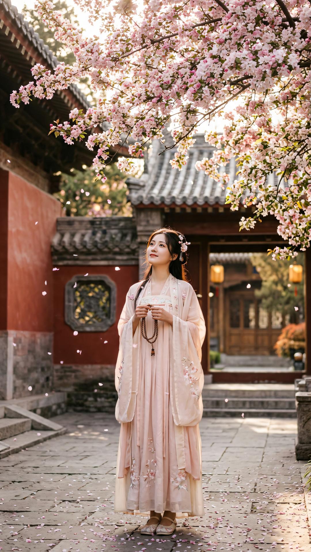 世情如浪,幻化无常。于纷扰处见安定,如海棠依时而开,静守本心。