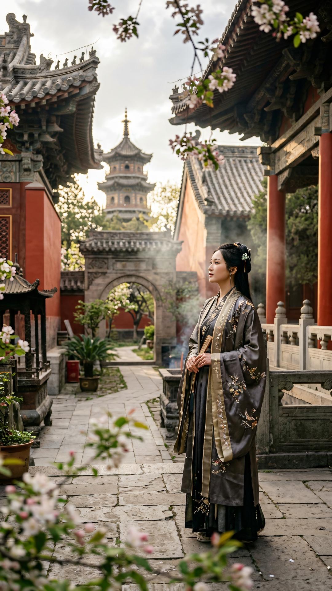 春色无边演妙音，红墙影里契真心。形神俱健归圆觉，愿力常随不老林。