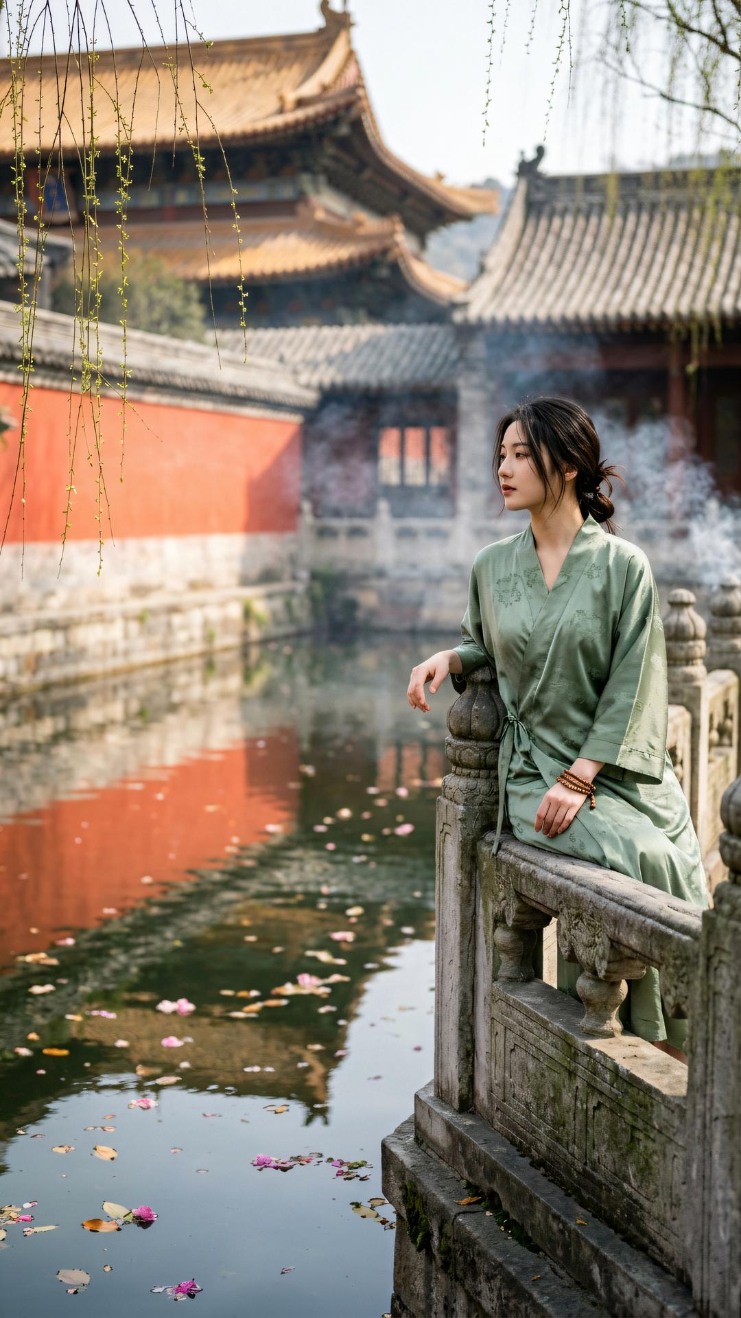 万古长河,当下即新。看取杨柳依依,春色正浓。心若无染,则四时皆是清凉境。