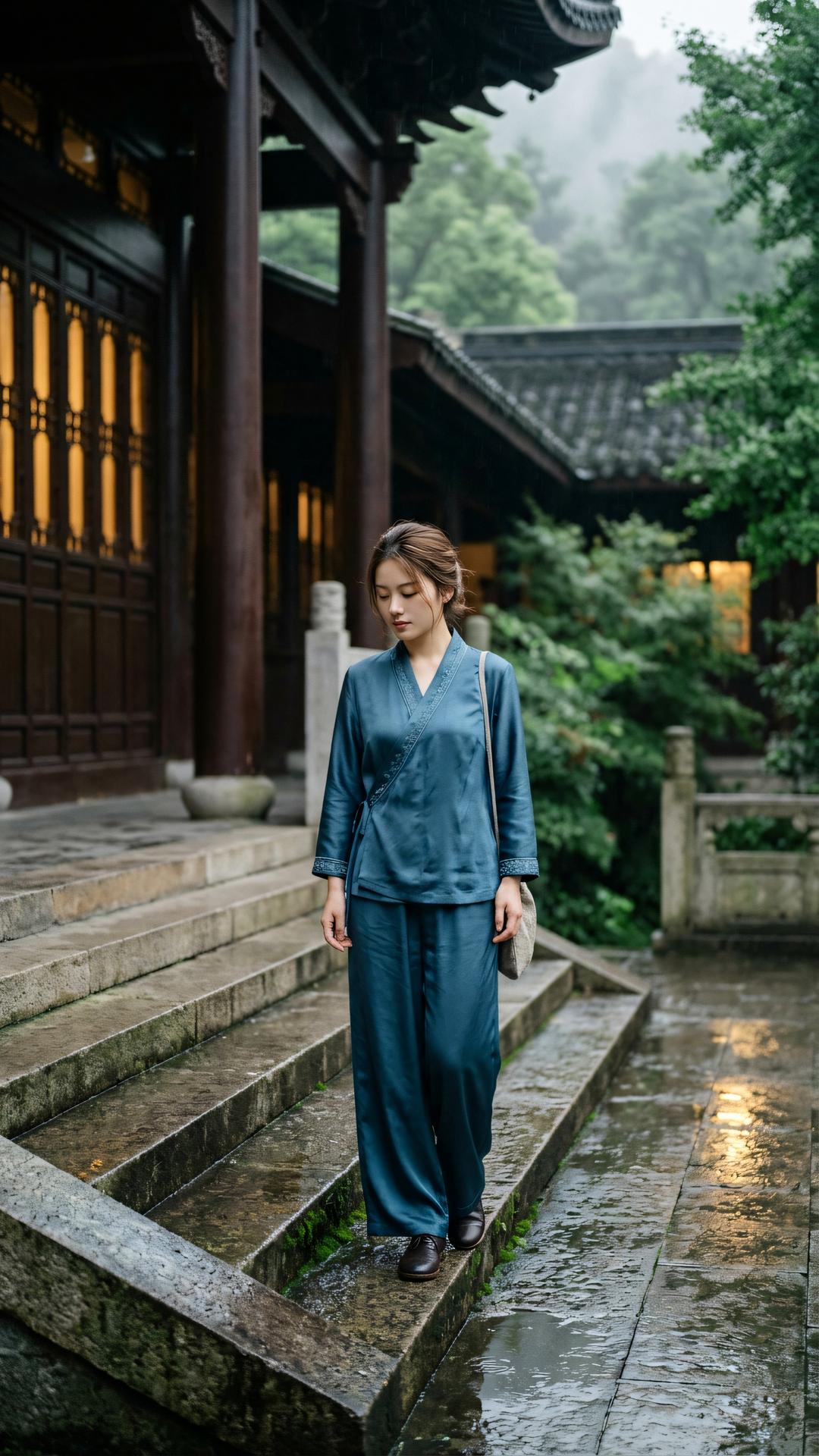 万境喧嚣一念平,雨余石径绝尘冥。心灯如幻常清照,不逐波臣乱性灵。