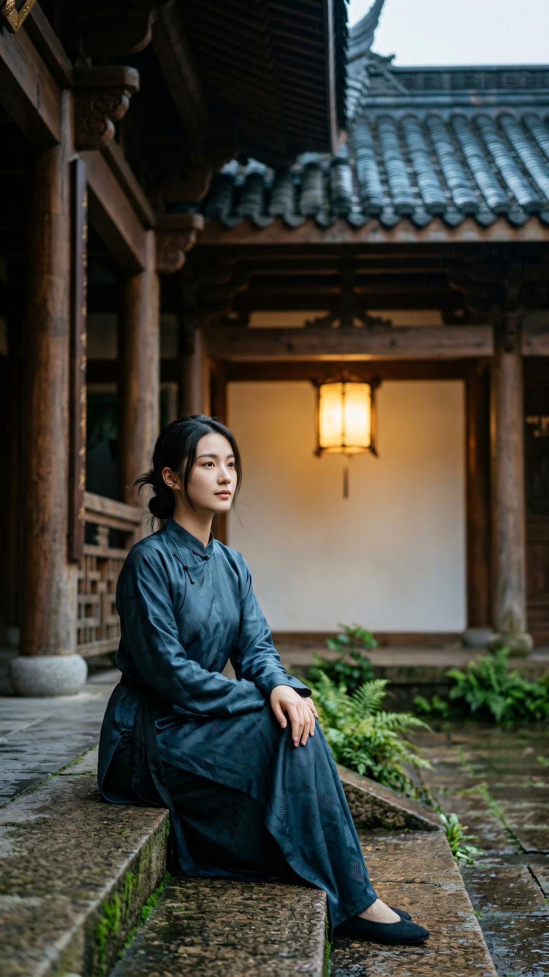 万事皆由定,定中生妙慧。任它风雨骤,稳坐石阶前。