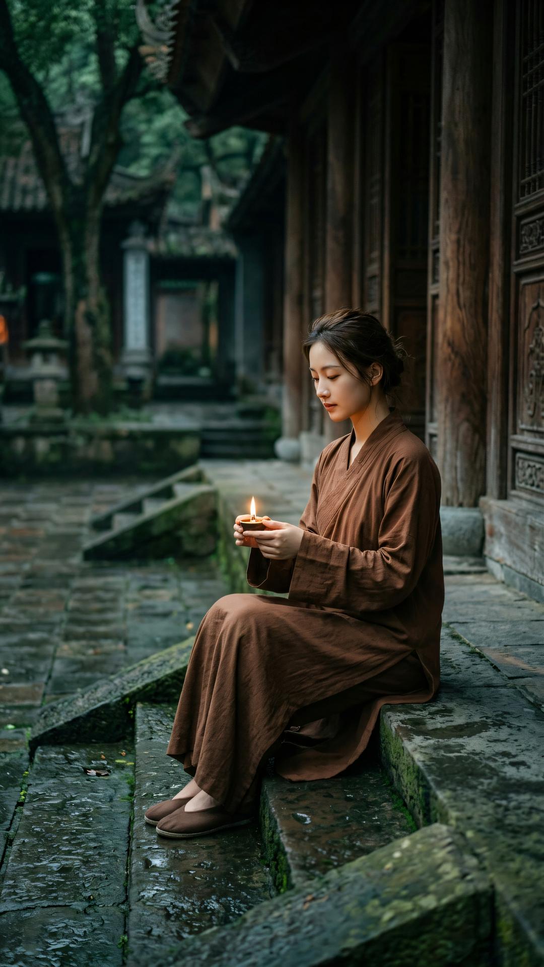 万汇喧嚣，心源湛寂；波涌四海，明月自横。如如不动，应物无方。