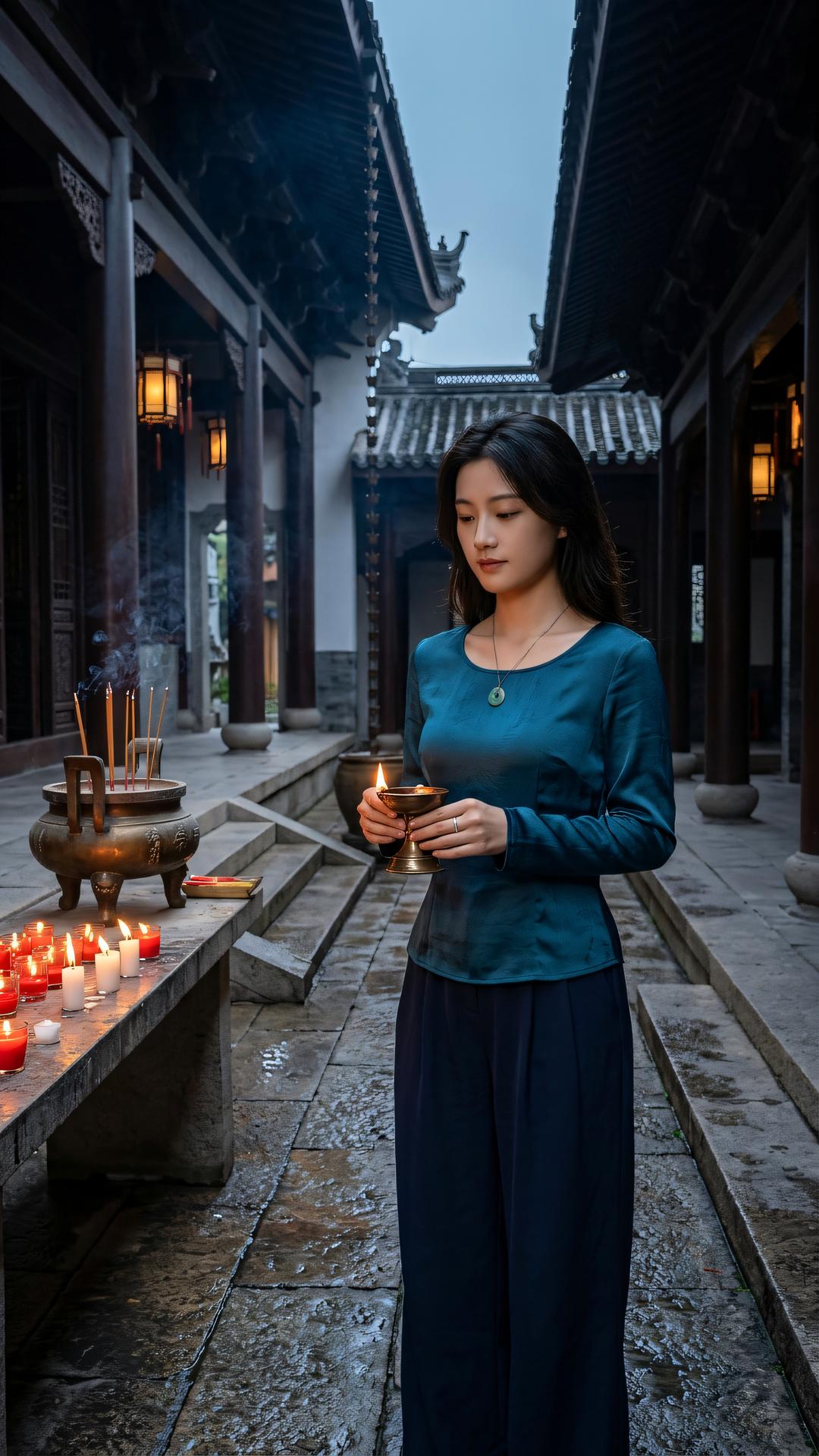 算计不如天意，心宽何处不宁。于这雨夜燃灯独坐，不问世间浮名，只修当下片刻安宁。
